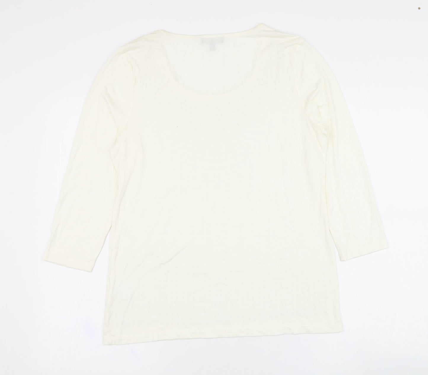 Episode Womens Ivory  Viscose Basic T-Shirt Size M Round Neck