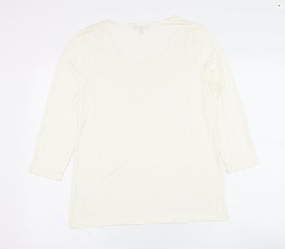 Episode Womens Ivory  Viscose Basic T-Shirt Size M Round Neck