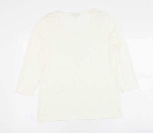 Episode Womens Ivory  Viscose Basic T-Shirt Size M Round Neck