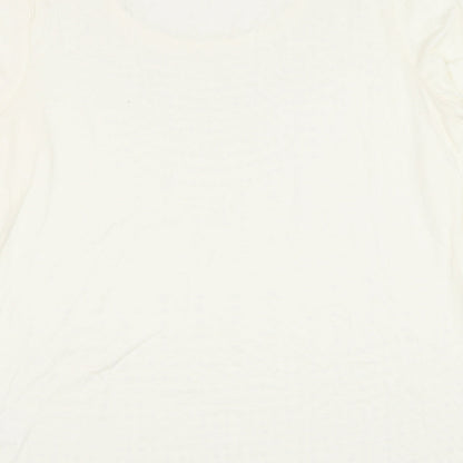 Episode Womens Ivory  Viscose Basic T-Shirt Size M Round Neck