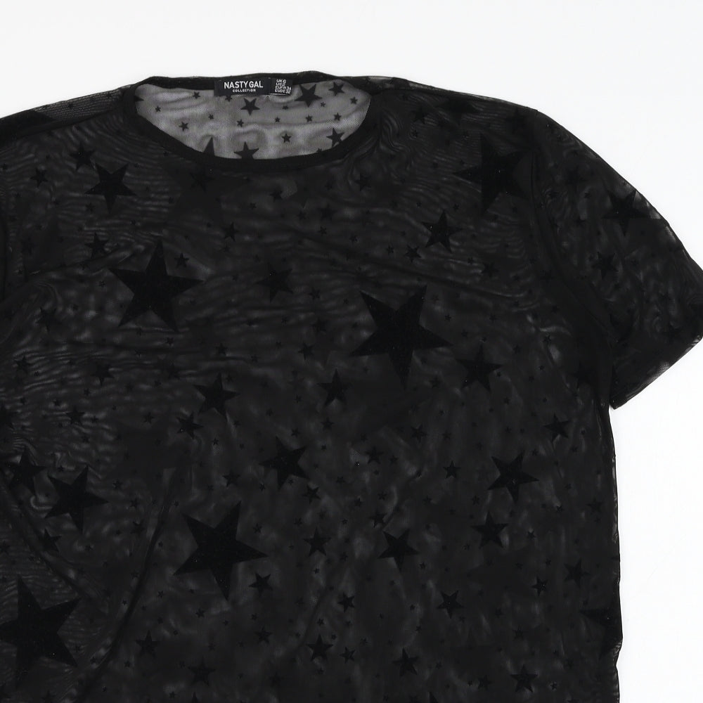 Womens UK Size 6 Nasty Gal Black Basic T-Shirt