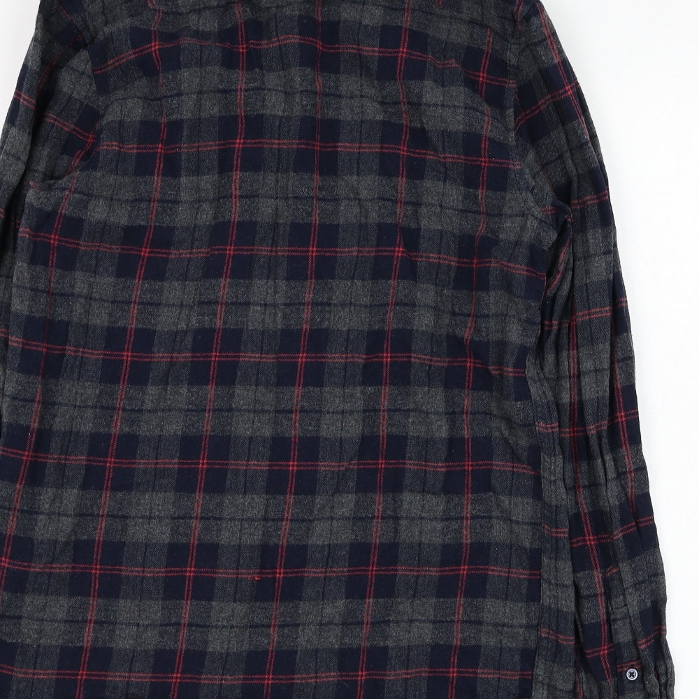 Primark Mens Grey Check Cotton  Button-Up Size XS Collared Button