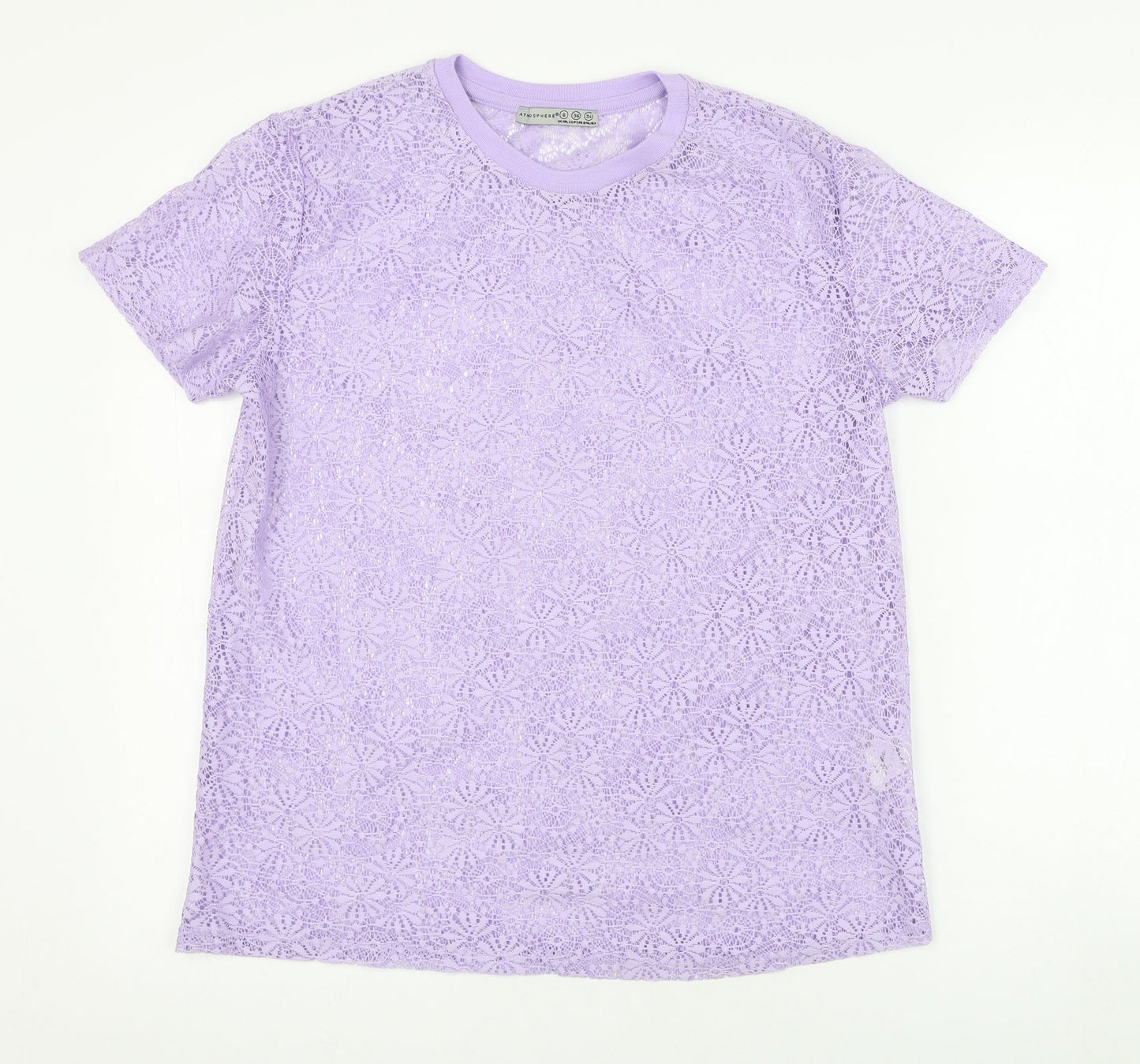 Atmosphere Womens Purple  Polyester Basic T-Shirt Size 8 Round Neck