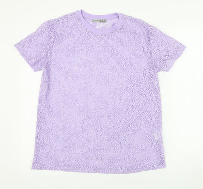 Atmosphere Womens Purple  Polyester Basic T-Shirt Size 8 Round Neck