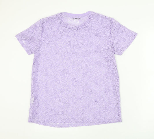Atmosphere Womens Purple  Polyester Basic T-Shirt Size 8 Round Neck