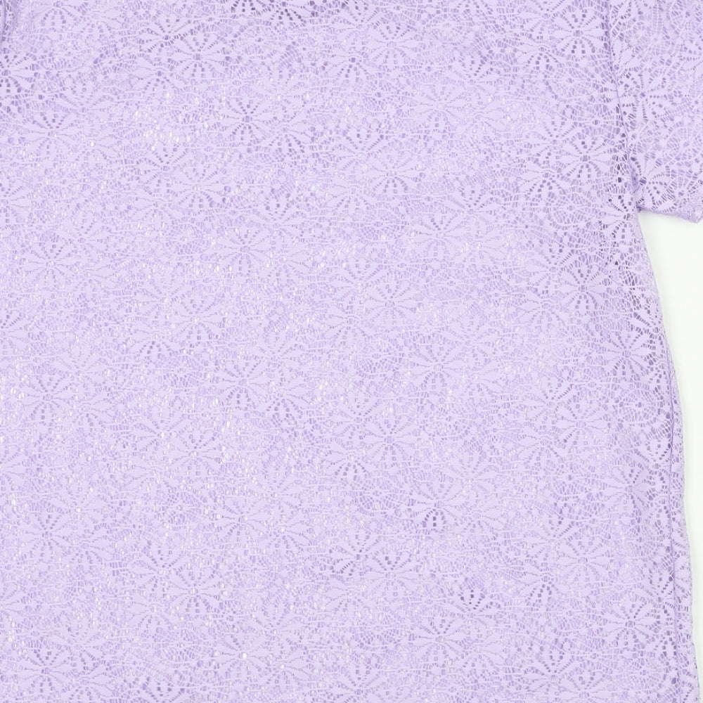 Atmosphere Womens Purple  Polyester Basic T-Shirt Size 8 Round Neck