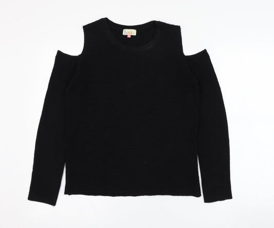 Lottie Womens Black Round Neck  Acrylic Pullover Jumper Size 8