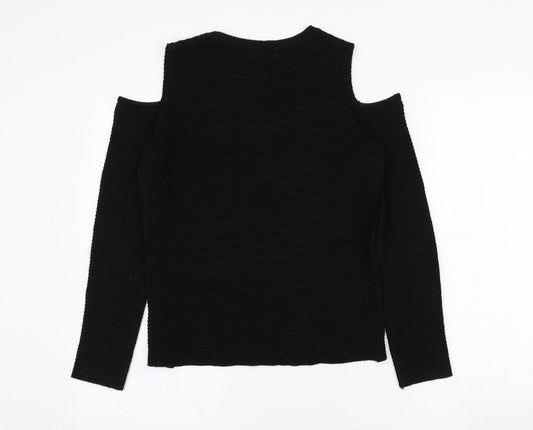 Lottie Womens Black Round Neck  Acrylic Pullover Jumper Size 8