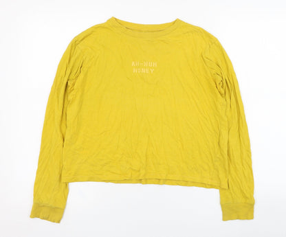 Tbar Limtied Womens Yellow  Cotton Pullover Sweatshirt Size M  Pullover - Slogan