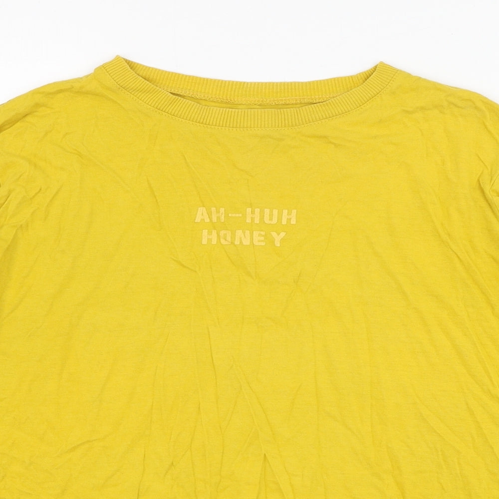 Tbar Limtied Womens Yellow  Cotton Pullover Sweatshirt Size M  Pullover - Slogan