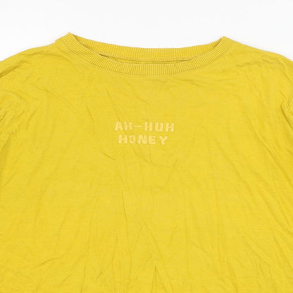 Tbar Limtied Womens Yellow  Cotton Pullover Sweatshirt Size M  Pullover - Slogan