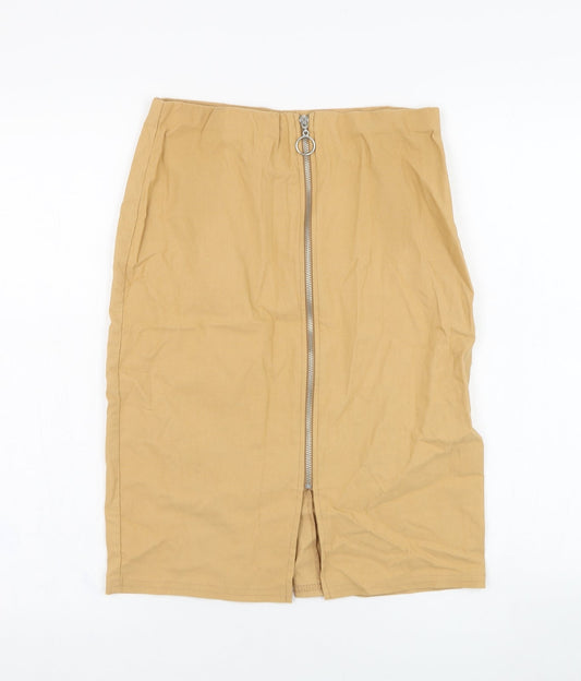 Atmosphere Womens Brown  Cotton Straight & Pencil Skirt Size 12   Zip