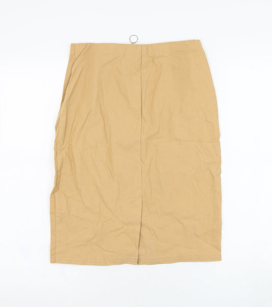 Atmosphere Womens Brown  Cotton Straight & Pencil Skirt Size 12   Zip