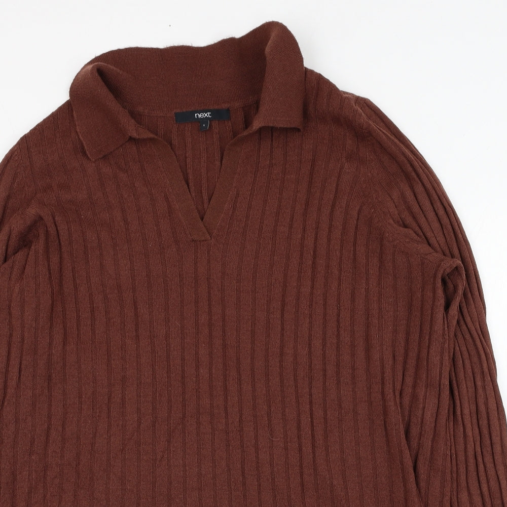NEXT Mens Brown Collared  Acrylic Pullover Jumper Size L