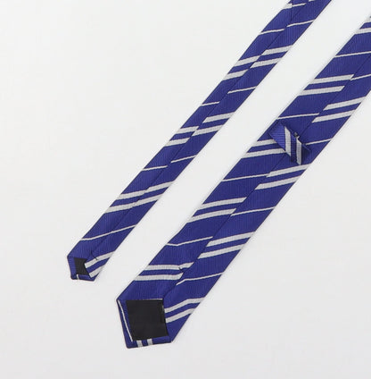 Preworn Mens Blue Striped Polyester Pointed Tie One Size