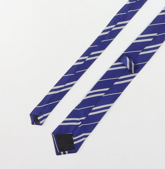 Preworn Mens Blue Striped Polyester Pointed Tie One Size