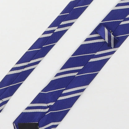 Preworn Mens Blue Striped Polyester Pointed Tie One Size