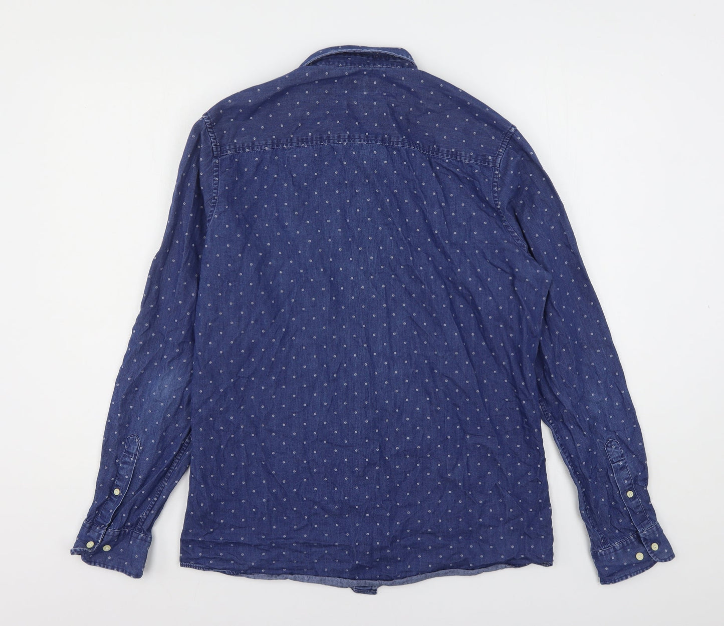 Mens UK Size M NEXT Blue  Button-Up Long Sleeve Casual Shirt