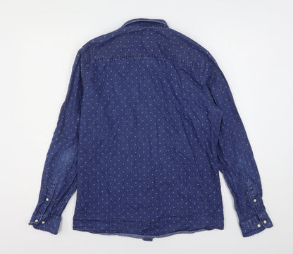 Mens UK Size M NEXT Blue  Button-Up Long Sleeve Casual Shirt