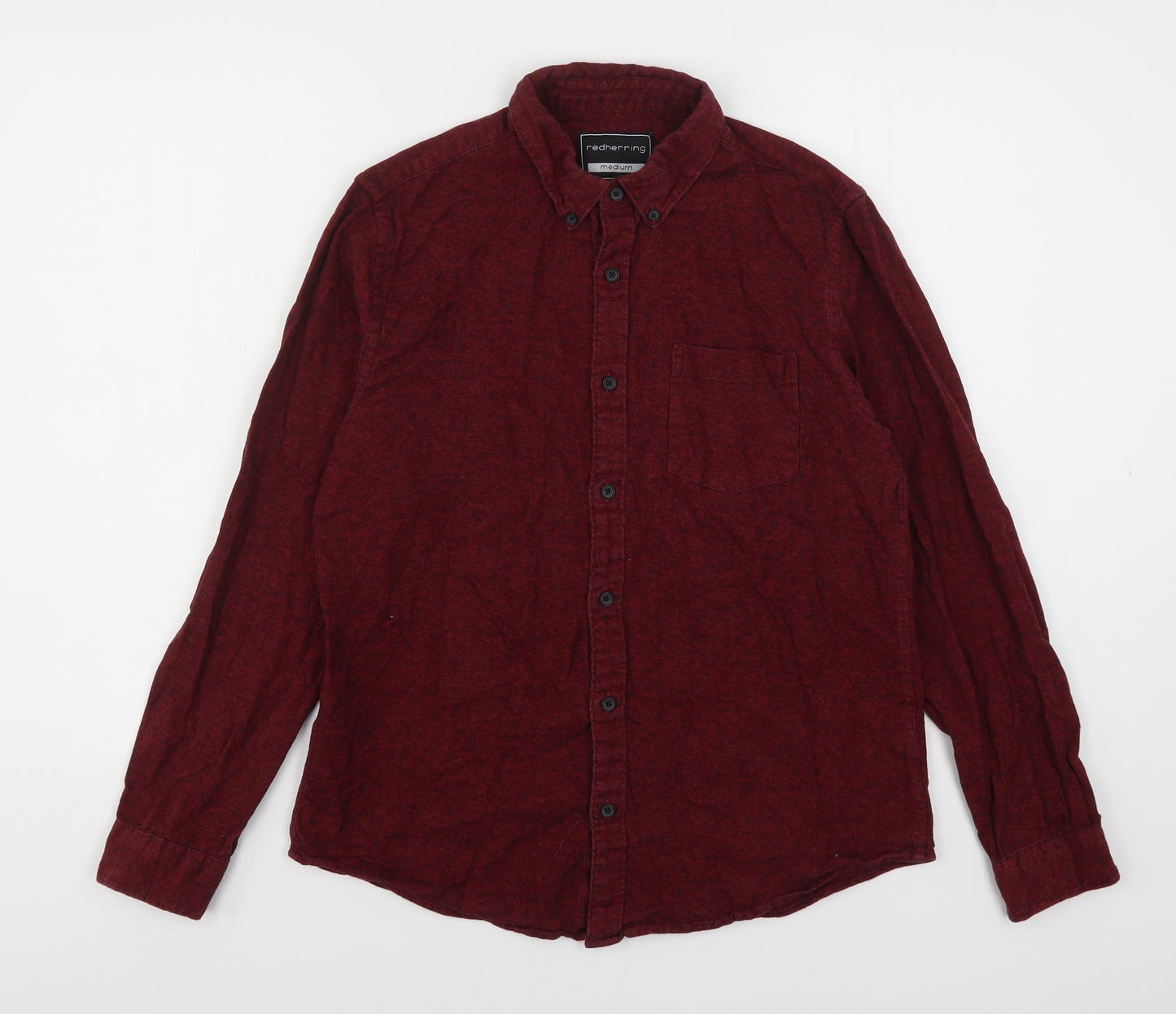 Red Herring  Mens Red  Cotton  Button-Up Size M Collared