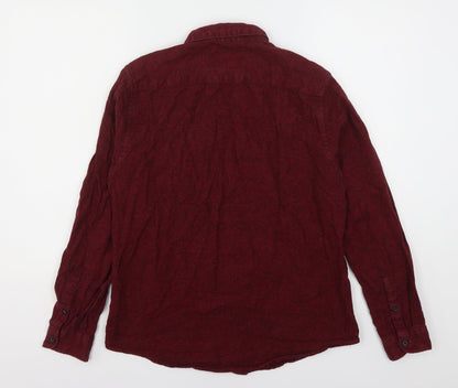 Red Herring  Mens Red  Cotton  Button-Up Size M Collared