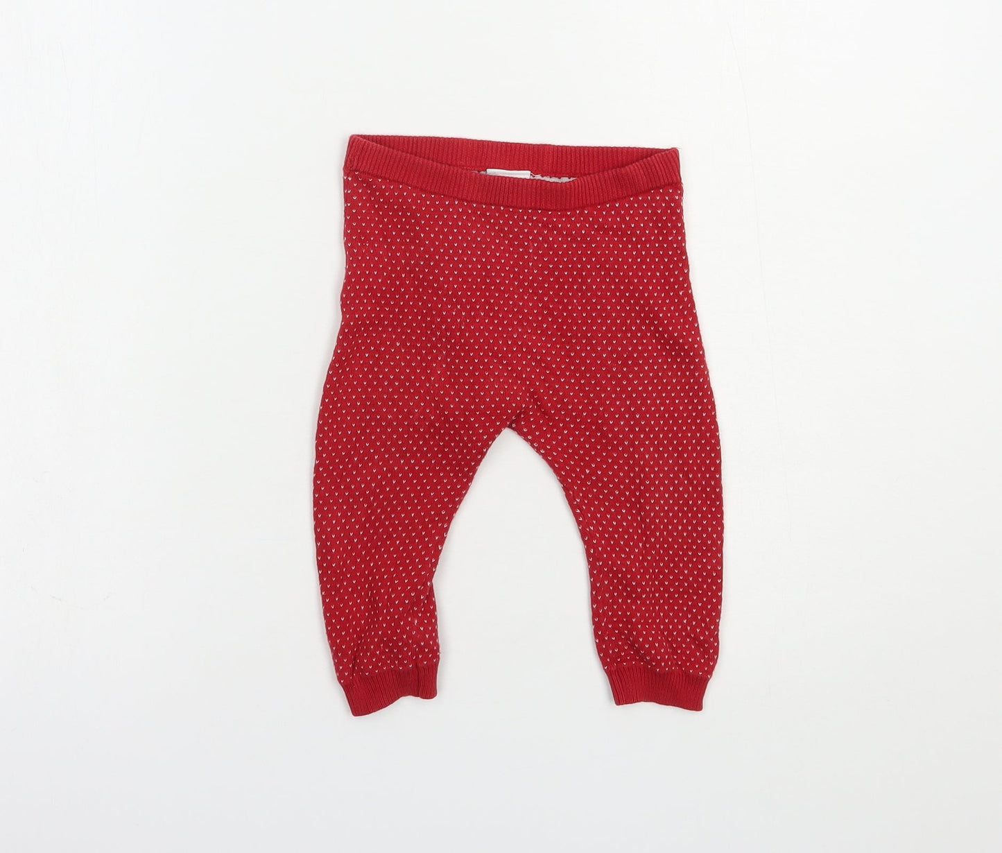 NEXT Baby Red Geometric Cotton Jogger Trousers Size 9-12 Months