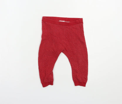 NEXT Baby Red Geometric Cotton Jogger Trousers Size 9-12 Months