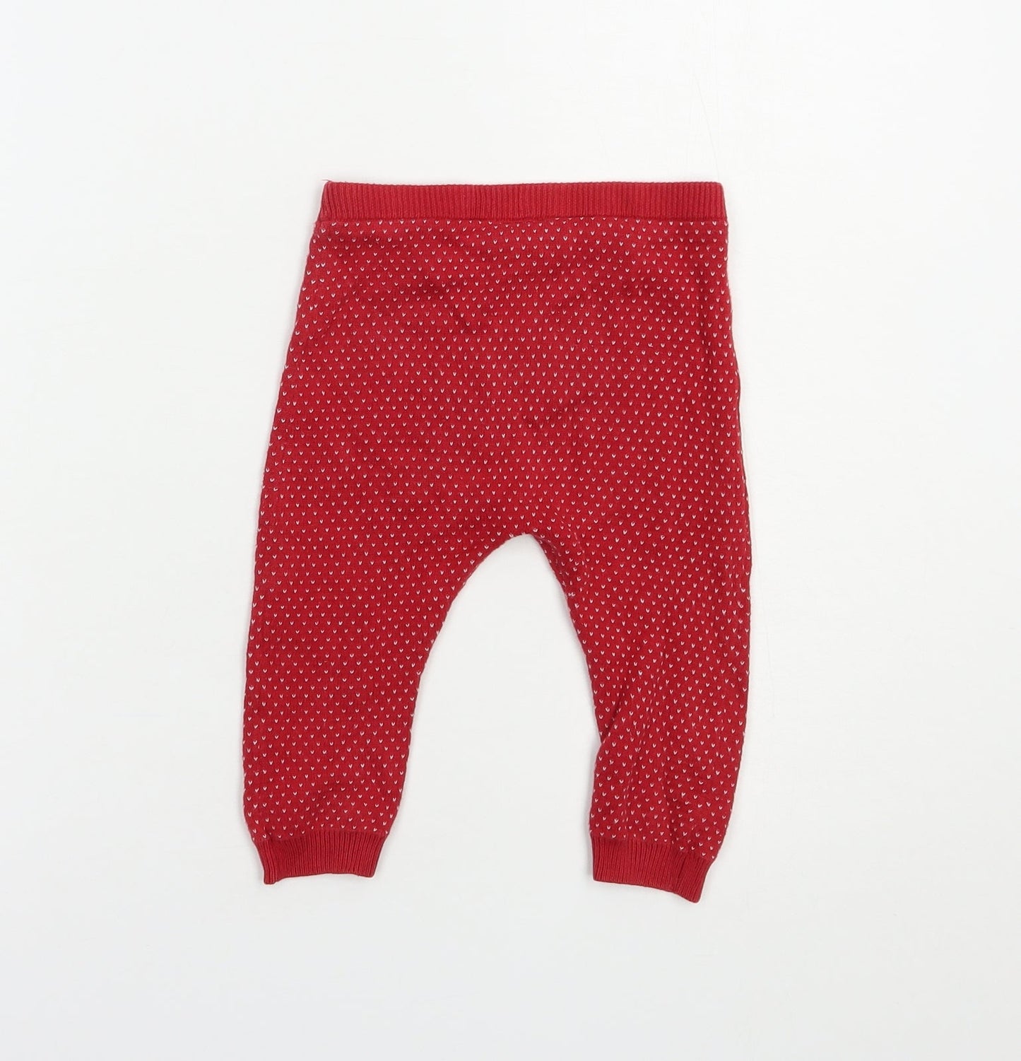 NEXT Baby Red Geometric Cotton Jogger Trousers Size 9-12 Months