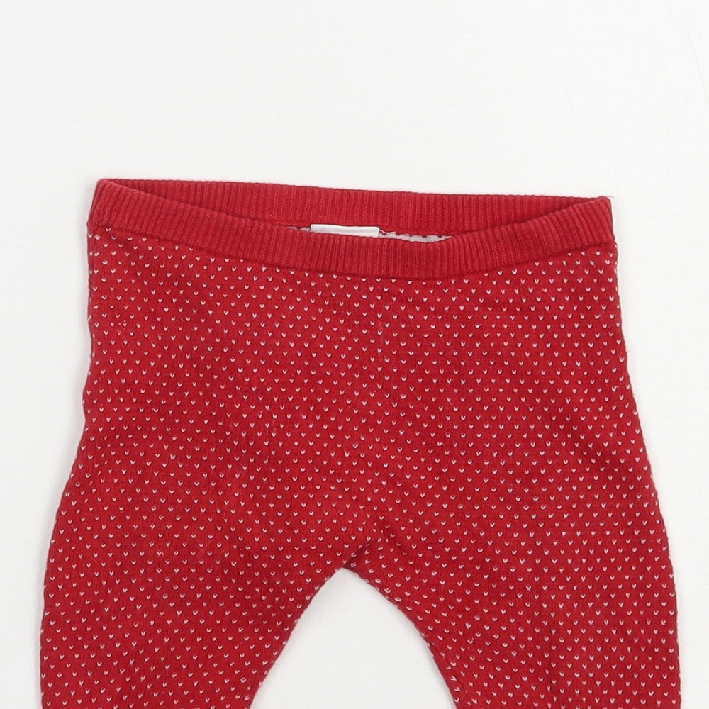 NEXT Baby Red Geometric Cotton Jogger Trousers Size 9-12 Months