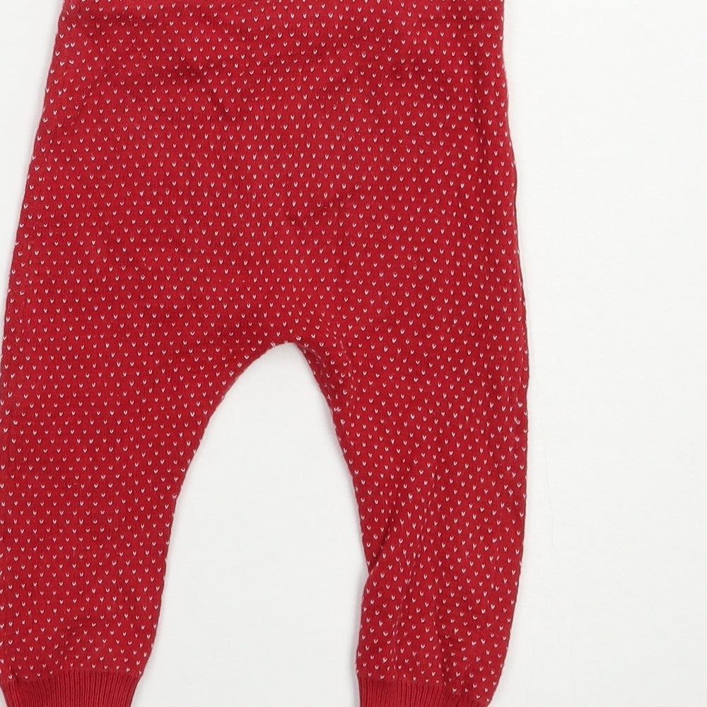 NEXT Baby Red Geometric Cotton Jogger Trousers Size 9-12 Months