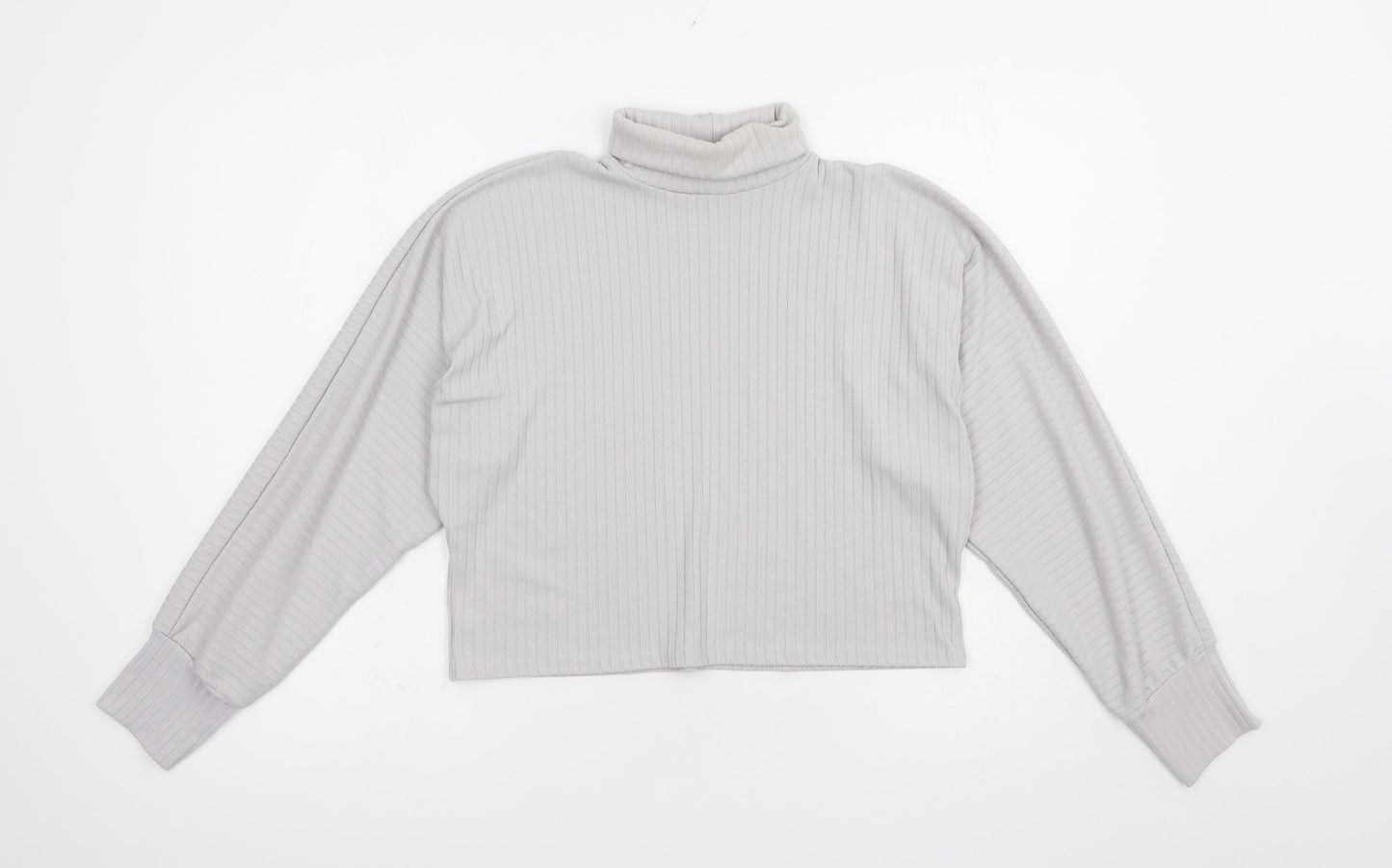 Boohoo Womens Grey  Polyester Basic Blouse Size 10 Roll Neck