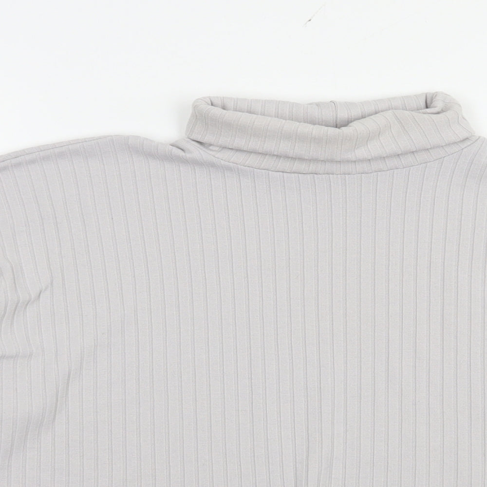 Boohoo Womens Grey  Polyester Basic Blouse Size 10 Roll Neck