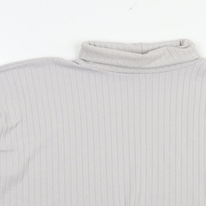 Boohoo Womens Grey  Polyester Basic Blouse Size 10 Roll Neck