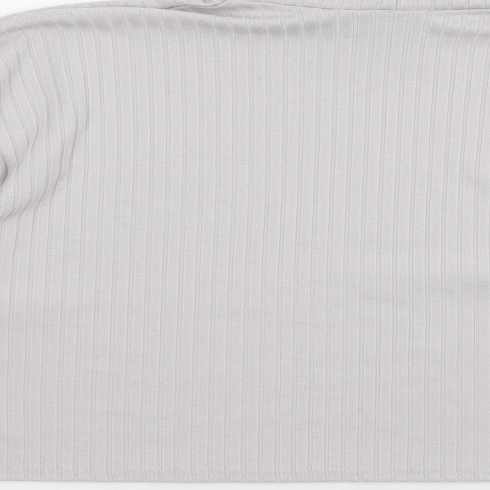 Boohoo Womens Grey  Polyester Basic Blouse Size 10 Roll Neck