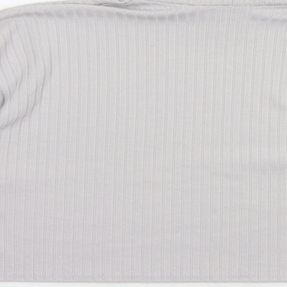 Boohoo Womens Grey  Polyester Basic Blouse Size 10 Roll Neck