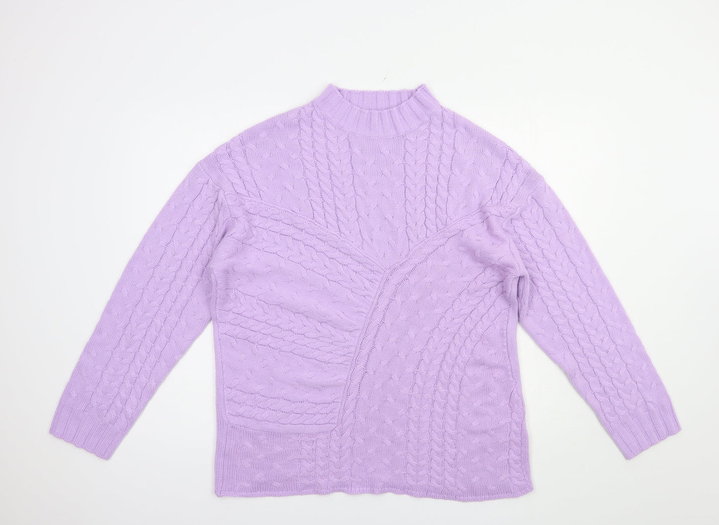 Wednesday's Girl Womens Purple Mock Neck  Acrylic Pullover Jumper Size M