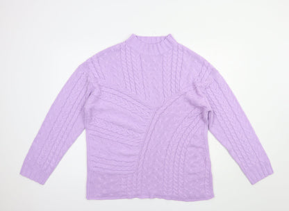 Wednesday's Girl Womens Purple Mock Neck  Acrylic Pullover Jumper Size M