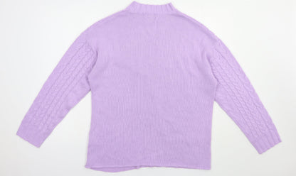 Wednesday's Girl Womens Purple Mock Neck  Acrylic Pullover Jumper Size M