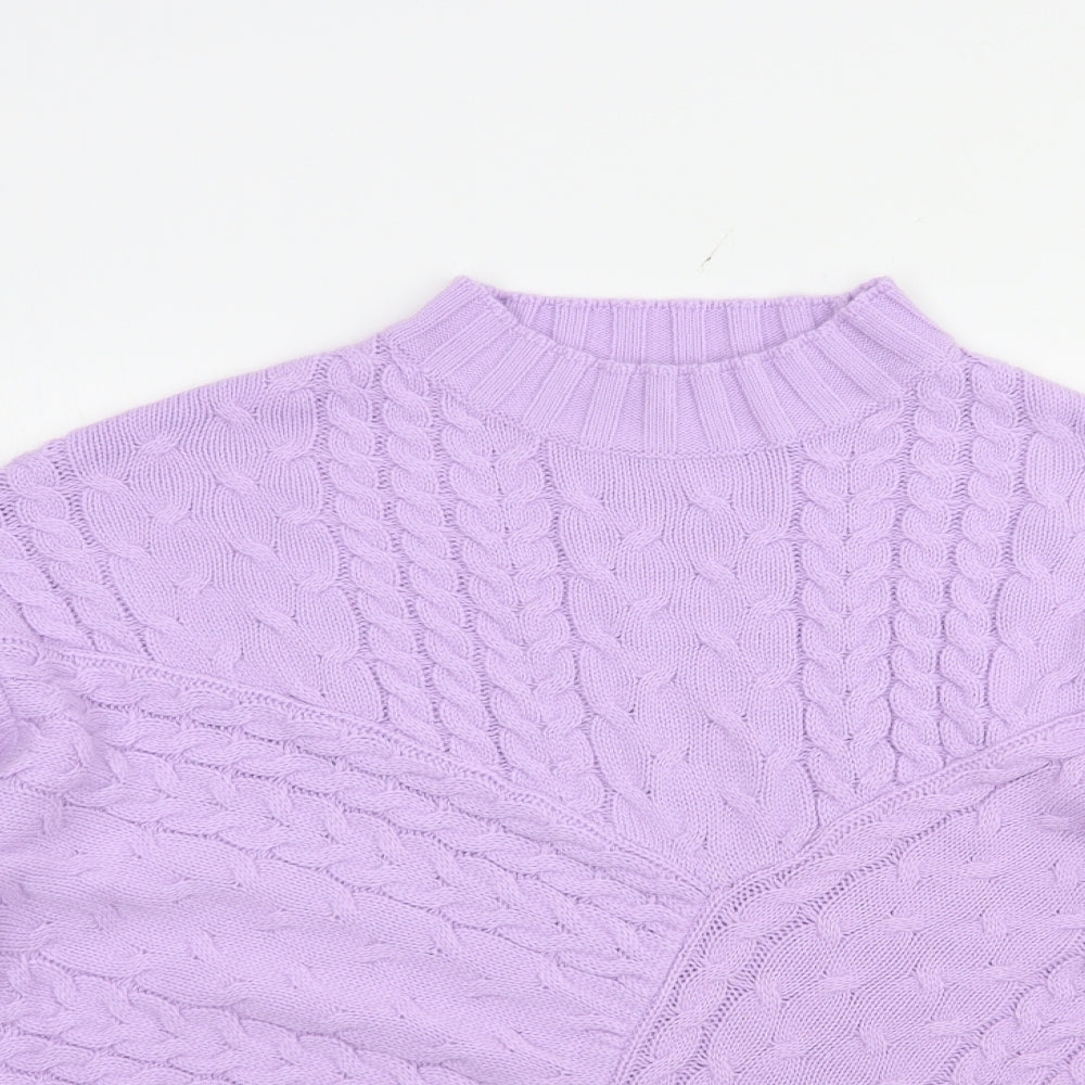 Wednesday's Girl Womens Purple Mock Neck  Acrylic Pullover Jumper Size M