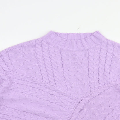 Wednesday's Girl Womens Purple Mock Neck  Acrylic Pullover Jumper Size M