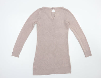 Dorothy Perkins Womens Pink Boat Neck  Acrylic Tunic Jumper Size 10