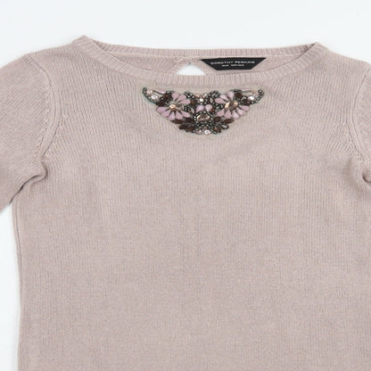 Dorothy Perkins Womens Pink Boat Neck  Acrylic Tunic Jumper Size 10