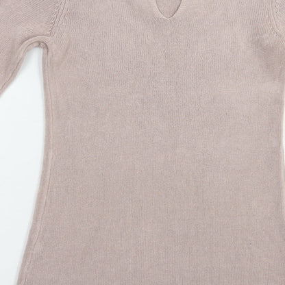 Dorothy Perkins Womens Pink Boat Neck  Acrylic Tunic Jumper Size 10