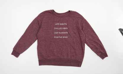 Atmosphere Womens Purple  Cotton Pullover Sweatshirt Size 10  Pullover - Late Nights