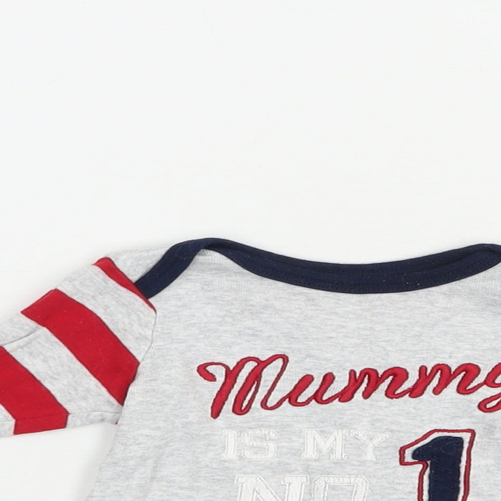 Mothercare Baby Grey Striped Cotton Pullover Polo Size 0-3 Months Crew Neck Pullover - Mummy