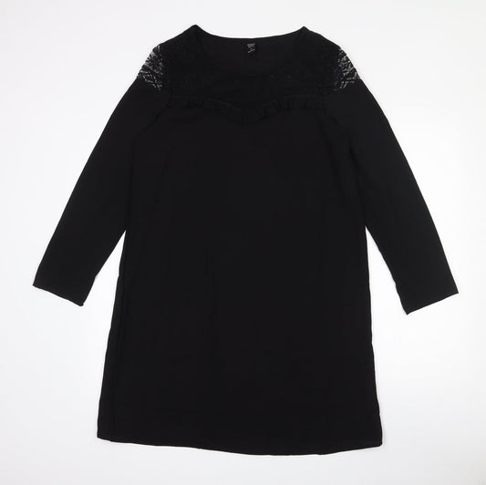 Emery Rose Womens Black  Polyester A-Line  Size M  Round Neck