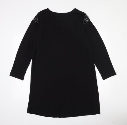 Emery Rose Womens Black  Polyester A-Line  Size M  Round Neck