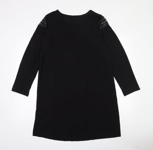 Emery Rose Womens Black  Polyester A-Line  Size M  Round Neck