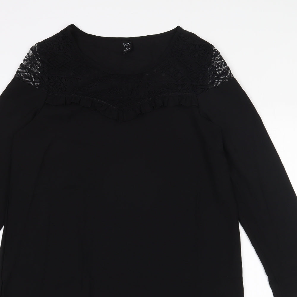 Emery Rose Womens Black  Polyester A-Line  Size M  Round Neck