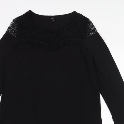 Emery Rose Womens Black  Polyester A-Line  Size M  Round Neck